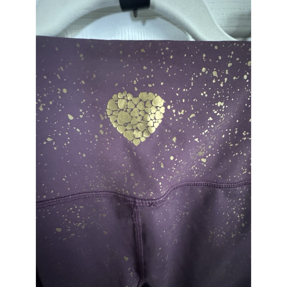 LoveHerShop LOT 3-Pair High Rise Workout Leggings Black/Gold, Purple/Gold Size M - Picture 6 of 8